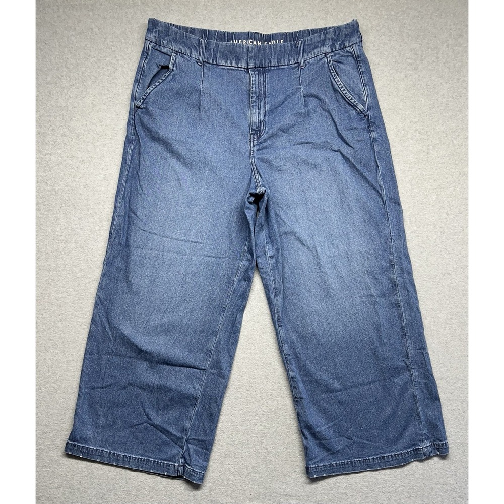 American Eagle Dreamy Drape Super High Rise Baggy Wide Leg Jeans Size 16
